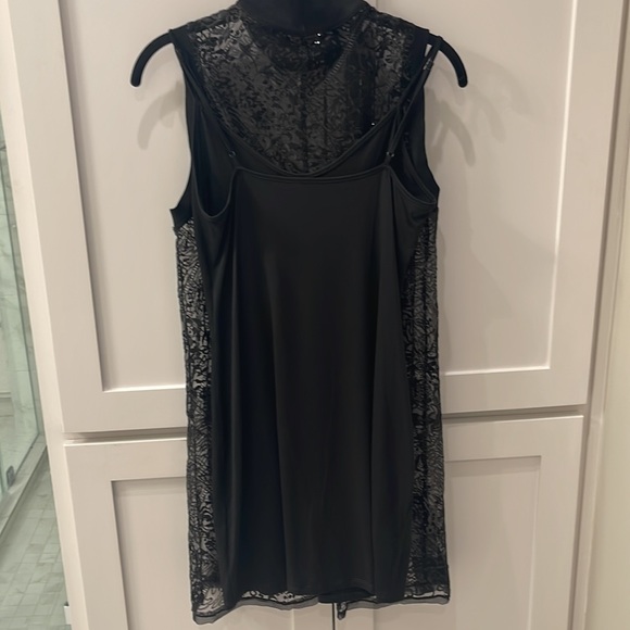 NWT XS BCBG sheer embroidered & sequined dress with black slip dress underneath - Picture 9 of 9